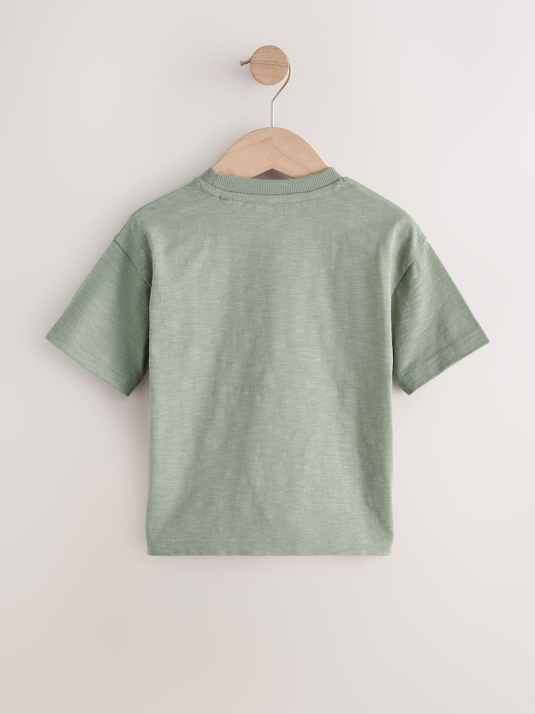 Green Safari Animals Short Sleeve Appliqué T-Shirts 3 Pack (3mths-7yrs) - Size 3-6 Months (62-68cm)