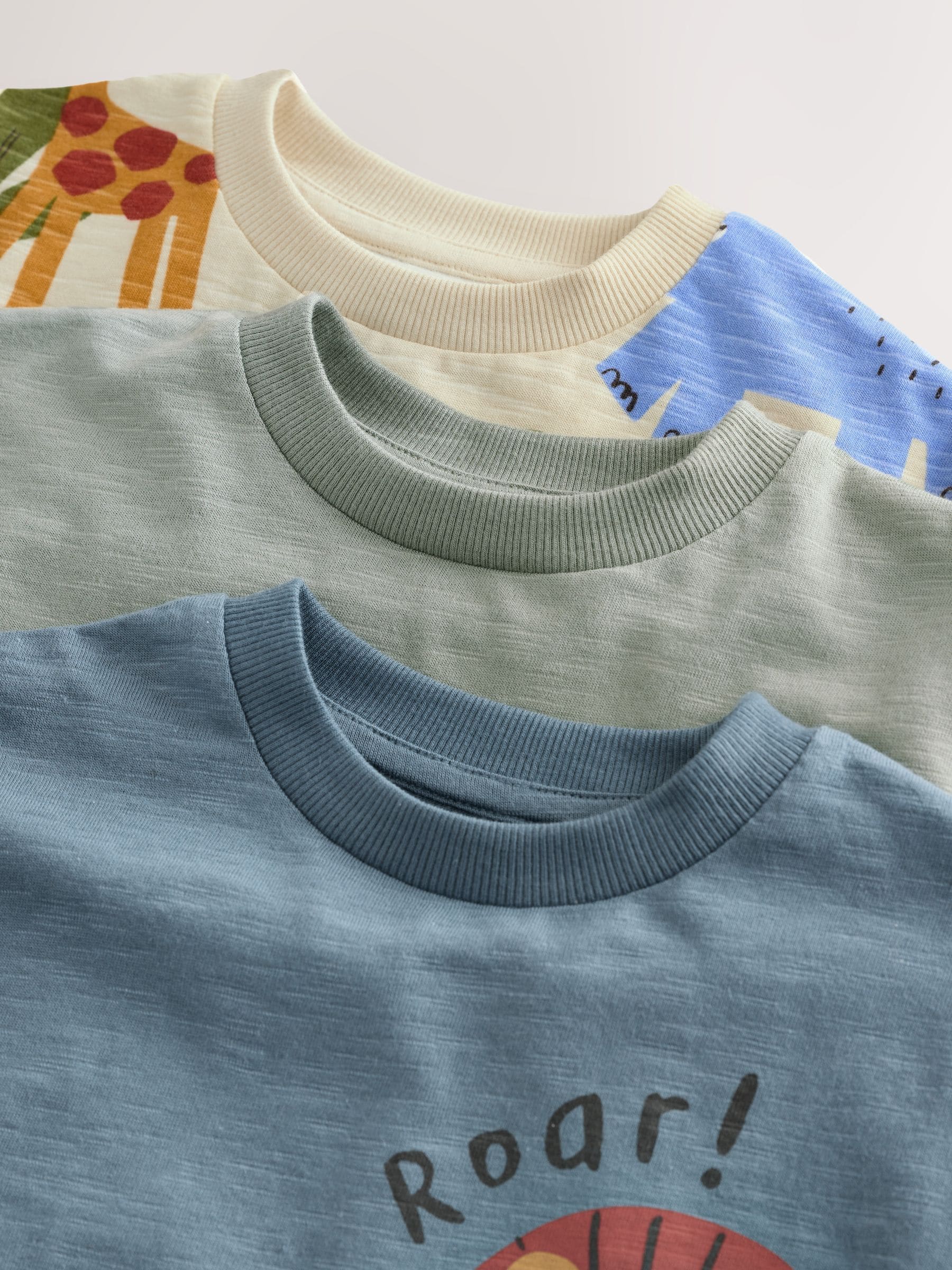 Green Safari Animals Short Sleeve Appliqué T-Shirts 3 Pack (3mths-7yrs) - Size 3-6 Months (62-68cm)
