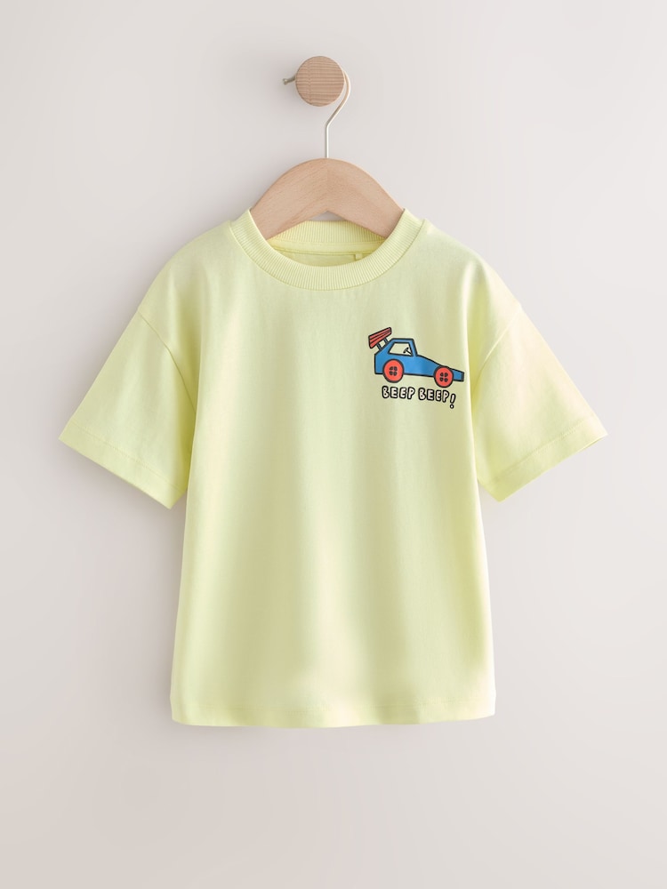 Blue/Green/Red/Orange/Yellow Cars Small Short Sleeve Graphic T-Shirts 5 Pack (3mths-7yrs)