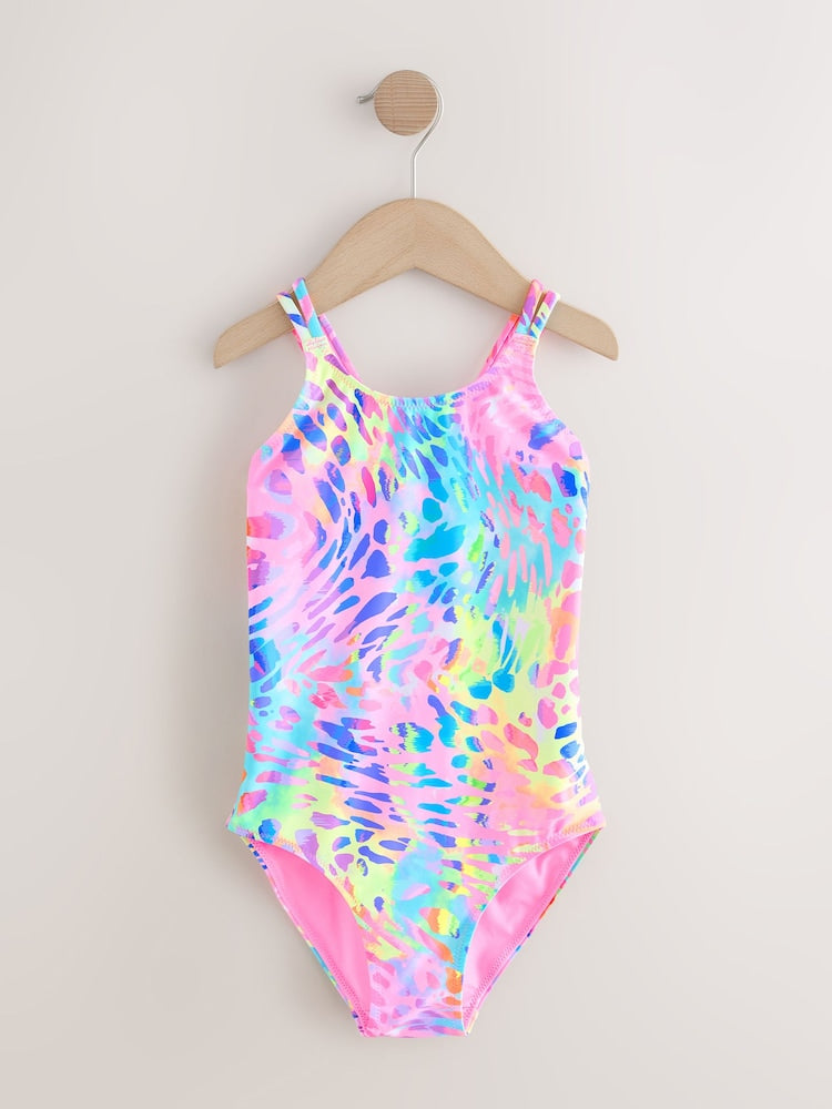 Bright Animal Print Double Strap Swimsuit (3-16yrs)