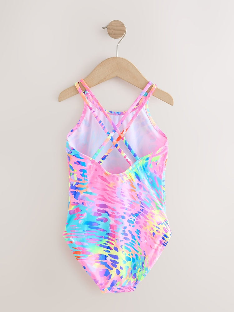 Bright Animal Print Double Strap Swimsuit (3-16yrs)