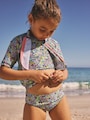 Black Ditsy Floral Sunsafe Rash Vest Bikini And Scrunchie Swim Set (3-16yrs) - Size 3 Years (98cm)