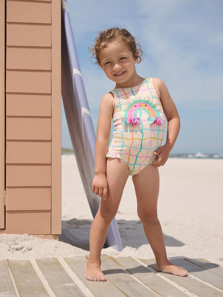 Rainbow Check Frill Leg Swimsuit (3mths-7yrs)