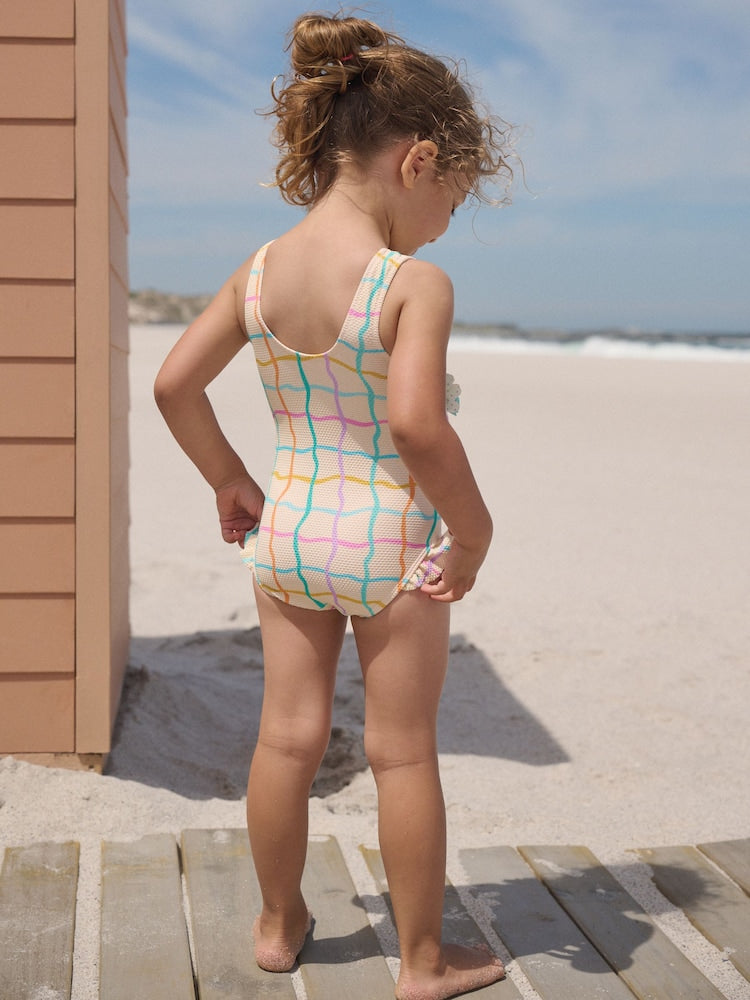 Rainbow Check Frill Leg Swimsuit (3mths-7yrs)