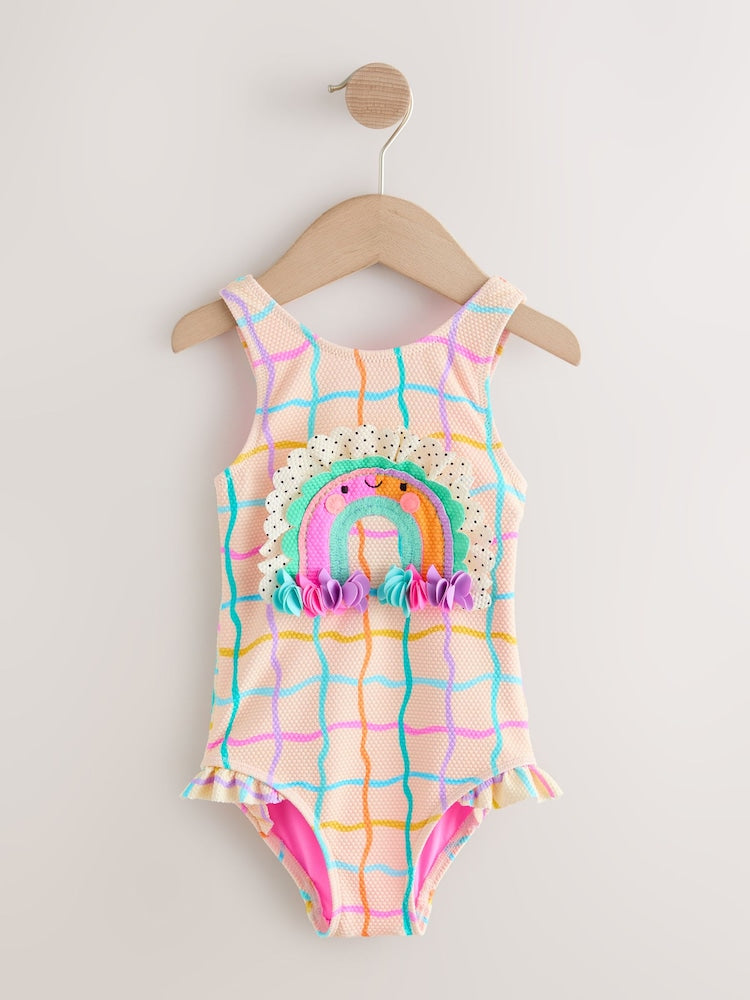 Rainbow Check Frill Leg Swimsuit (3mths-7yrs)