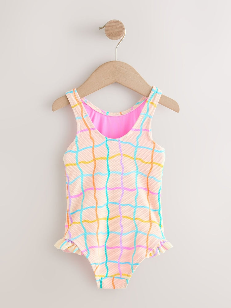 Rainbow Check Frill Leg Swimsuit (3mths-7yrs)