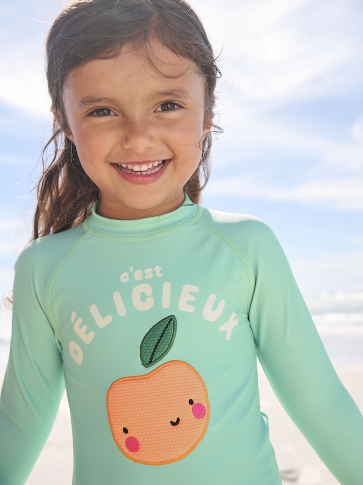 Mint Green Gingham Fruit Long Sleeve Sunsafe Swim Set (3mths-7yrs)
