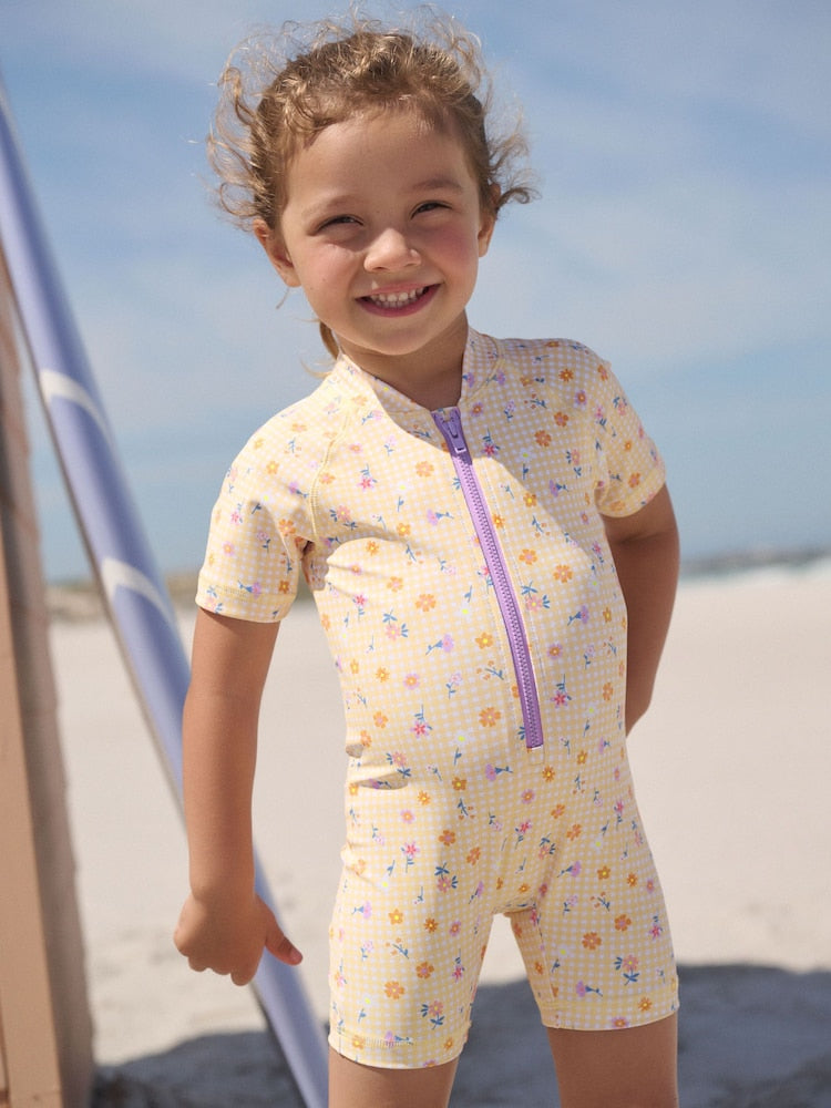 Yellow Gingham Ditsy Sunsafe Swimsuit (3mths-10yrs)