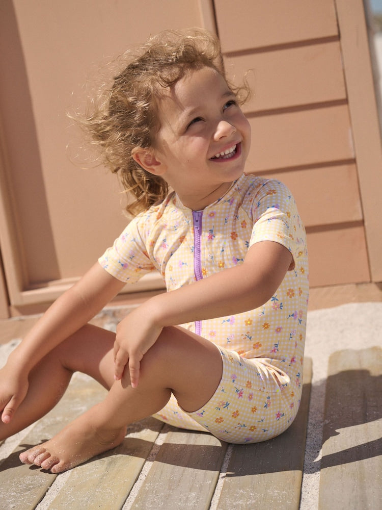 Yellow Gingham Ditsy Sunsafe Swimsuit (3mths-10yrs)