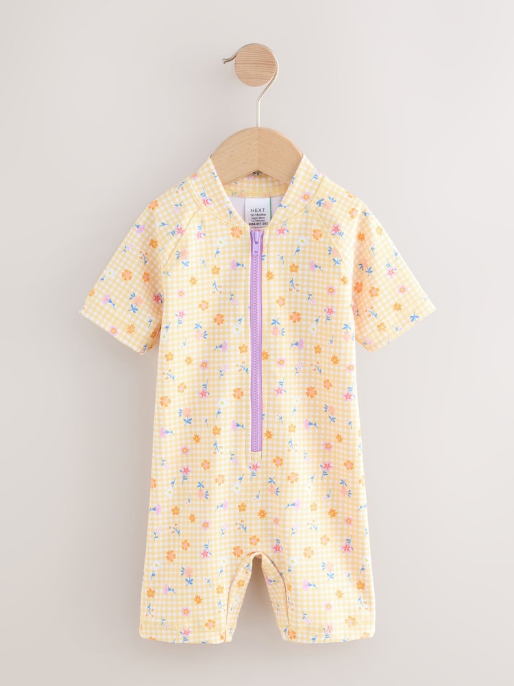 Yellow Gingham Ditsy Sunsafe Swimsuit (3mths-10yrs)