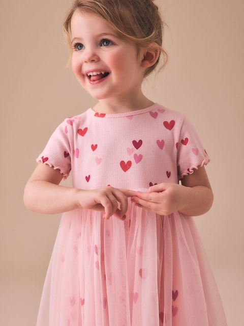 Pink Hearts Mesh Skirt Dress (3mths-7yrs)