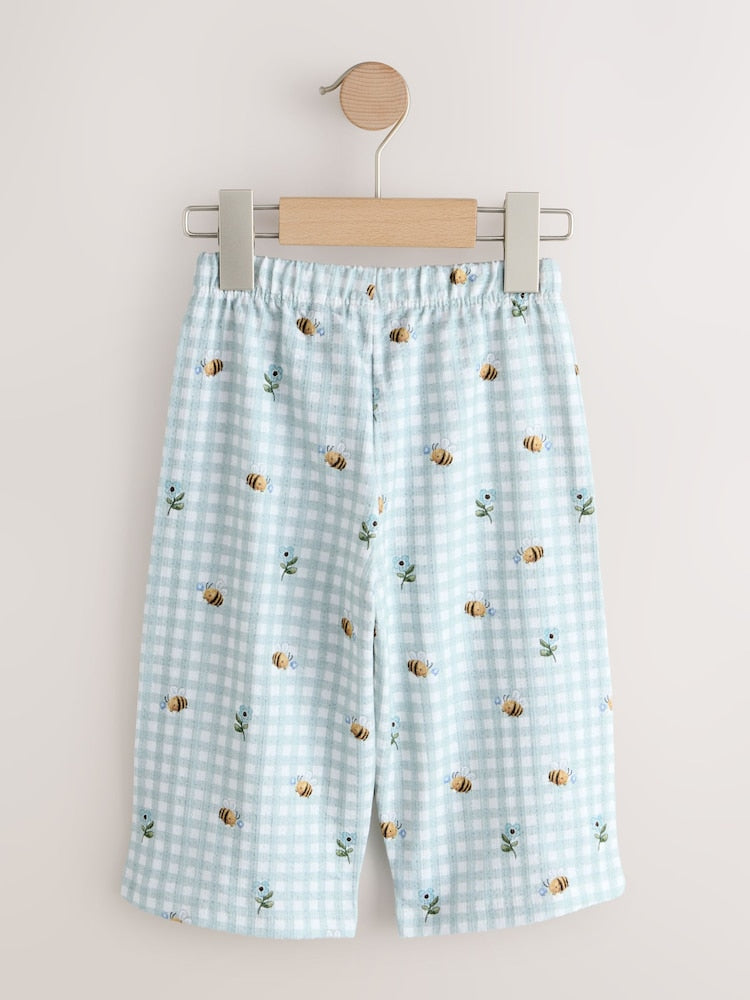Green Gingham Bee Wide Leg Trousers (3mths-7yrs)
