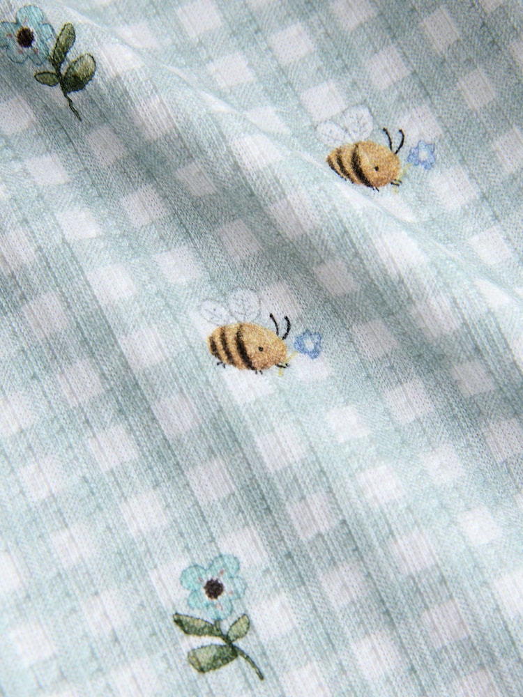 Green Gingham Bee Wide Leg Trousers (3mths-7yrs)