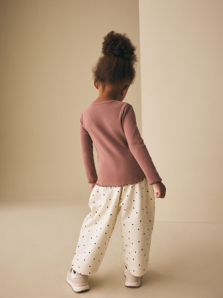White Mono Spot Bears Embellished Barrel Trousers (3mths-7yrs)