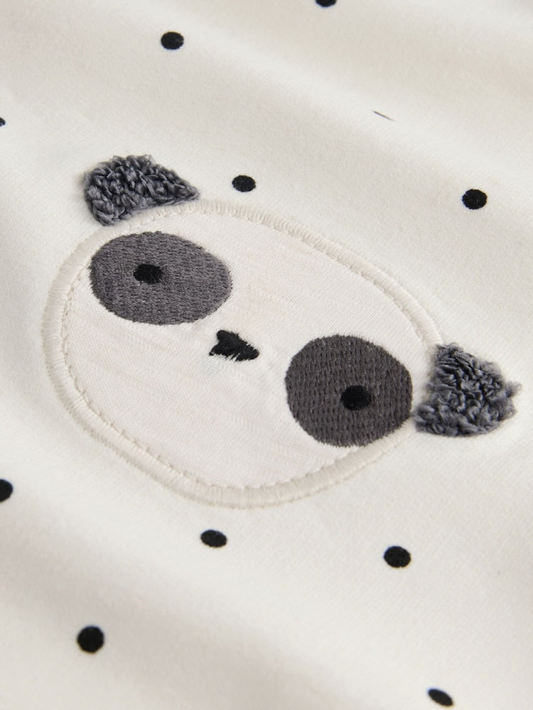 White Mono Spot Bears Embellished Barrel Trousers (3mths-7yrs)