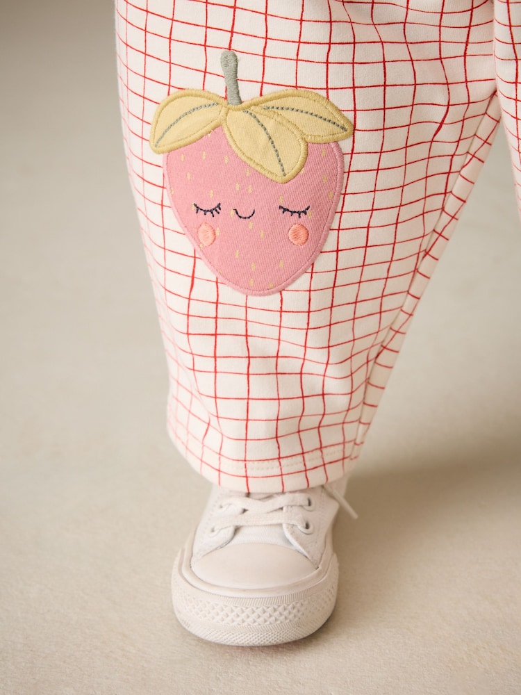 Pink Strawberry Embellished Barrel Trousers (3mths-7yrs)