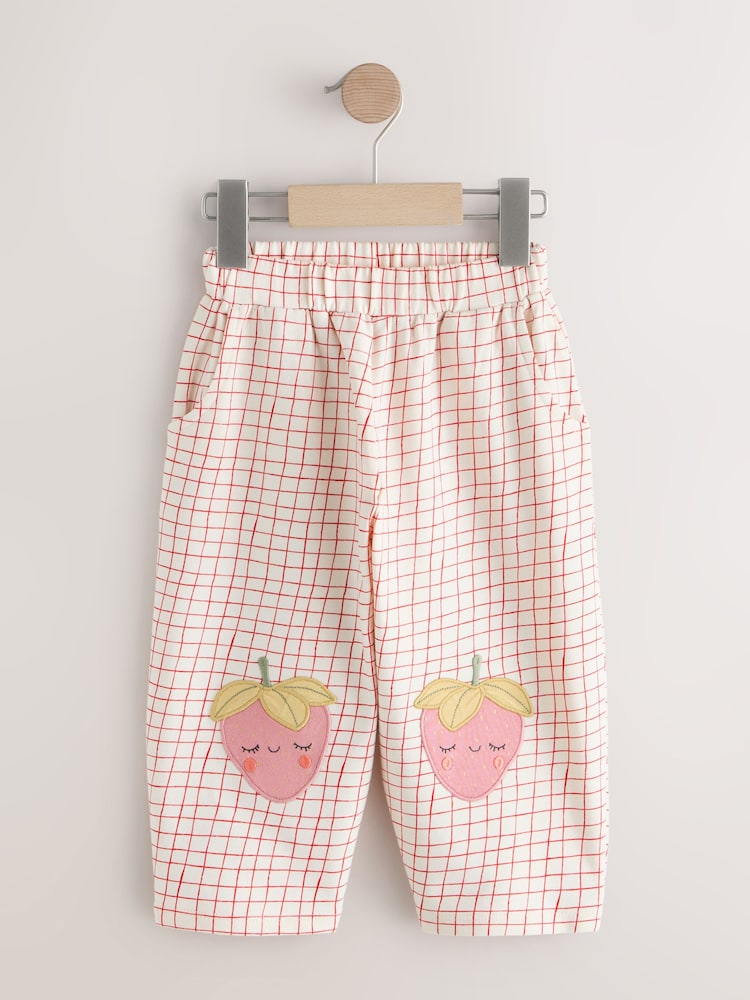 Pink Strawberry Embellished Barrel Trousers (3mths-7yrs)