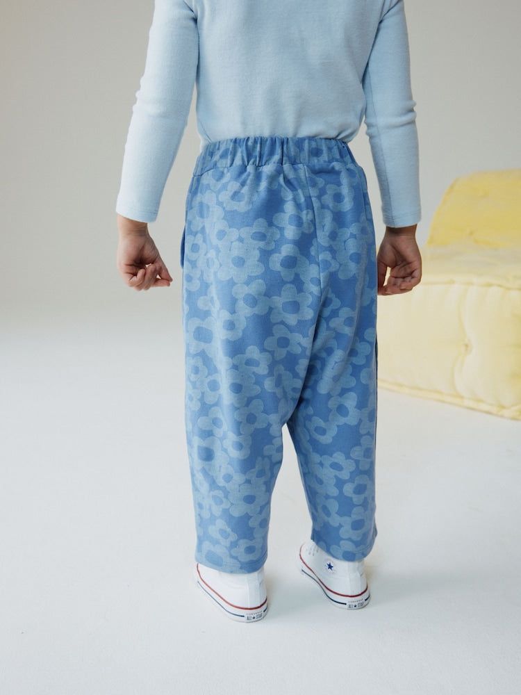 Blue Flower Embellished Barrel Trousers (3mths-7yrs)