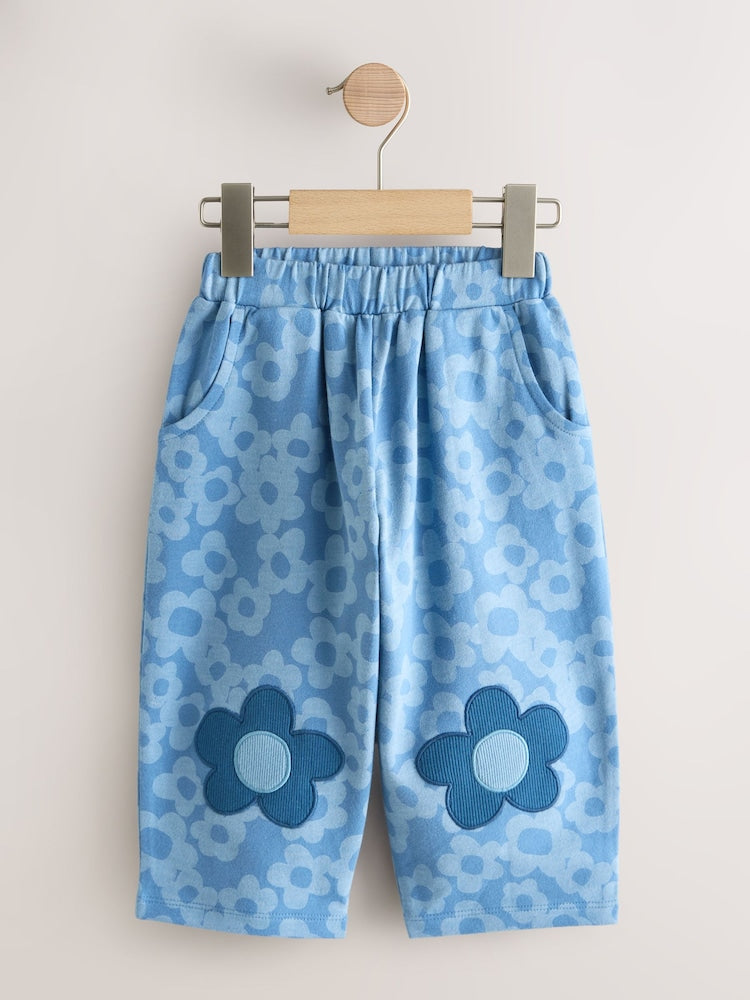 Blue Flower Embellished Barrel Trousers (3mths-7yrs)