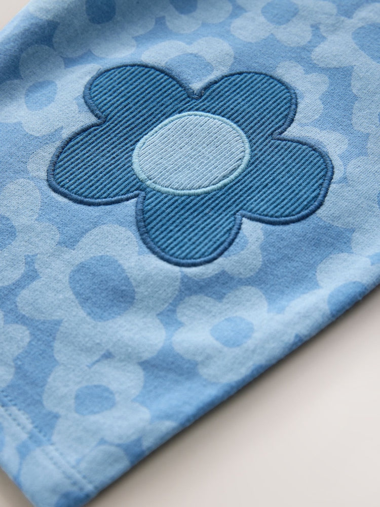 Blue Flower Embellished Barrel Trousers (3mths-7yrs)