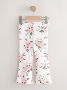 Neutral Lemon Print Rib Flare Leggings (3mths-7yrs) - Size 3-6 Months (62-68cm)