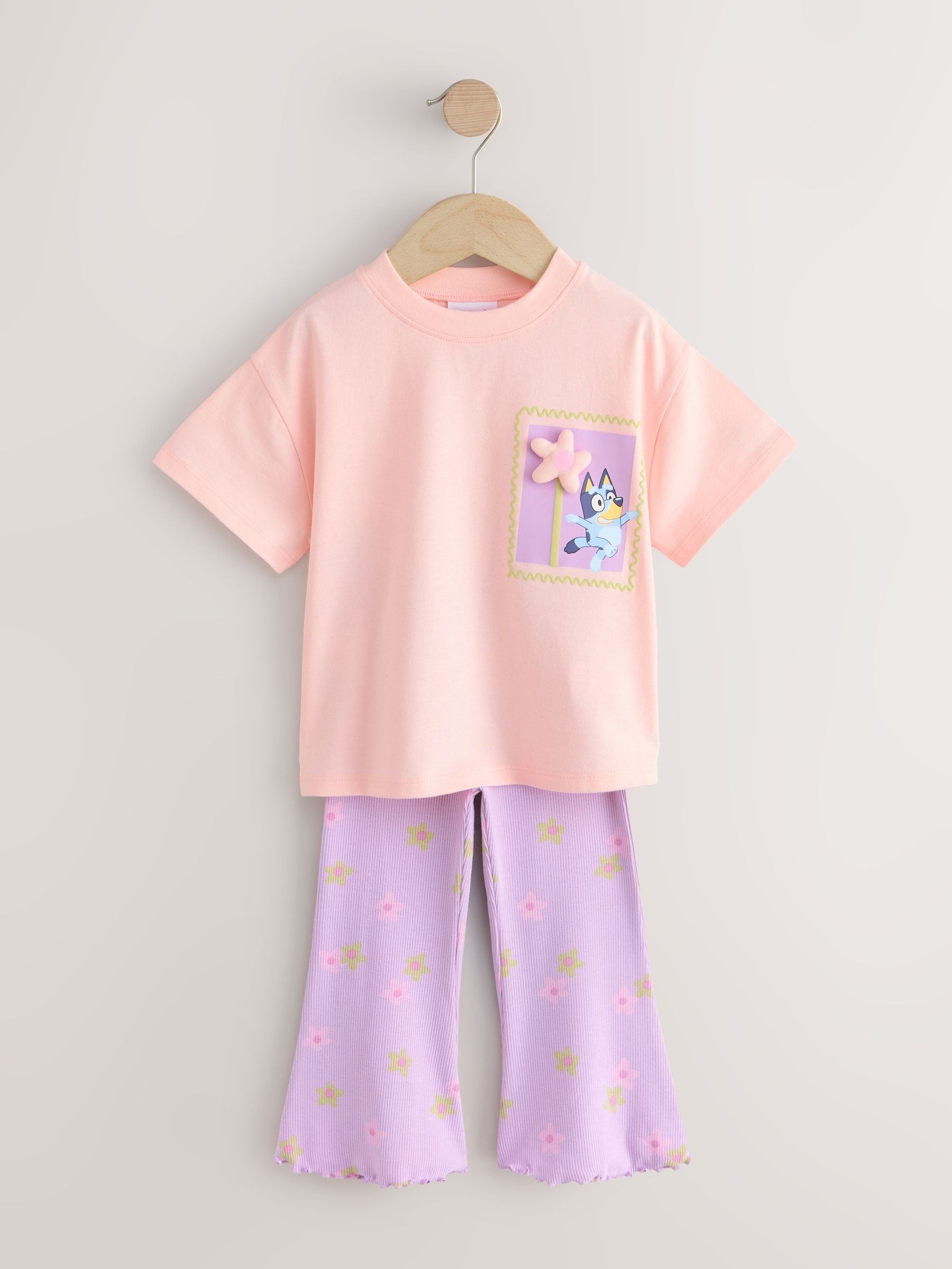 Pink Bluey Short Sleeve T-Shirt and Flare Set (3mths-7yrs) - Size 3-6 Months (62-68cm)