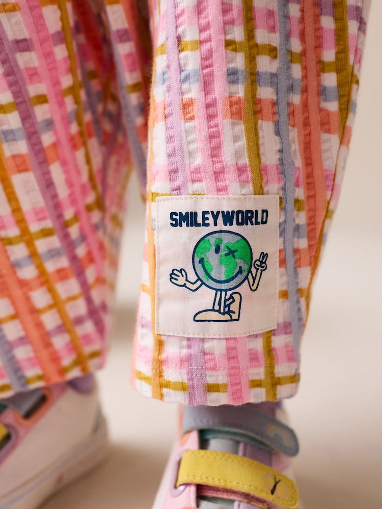 Ecru White Smiley World Short Sleeve Top and Barrel Trousers Set (3mths-7yrs)