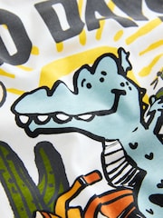 White Dinosaur Oversized Short Sleeve Back Print T-Shirt (3mths-7yrs) - Size 3-6 Months (62-68cm)