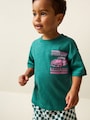 Green/Pink Race Car Short Sleeve Back Print T-Shirt (3mths-7yrs) - Size 3-6 Months (62-68cm)