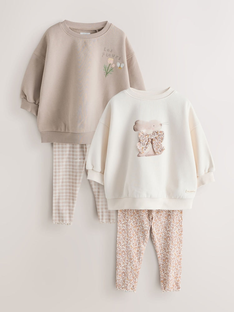 Neutral Sweatshirt & Leggings Set 2 Pack (3mths-7yrs)