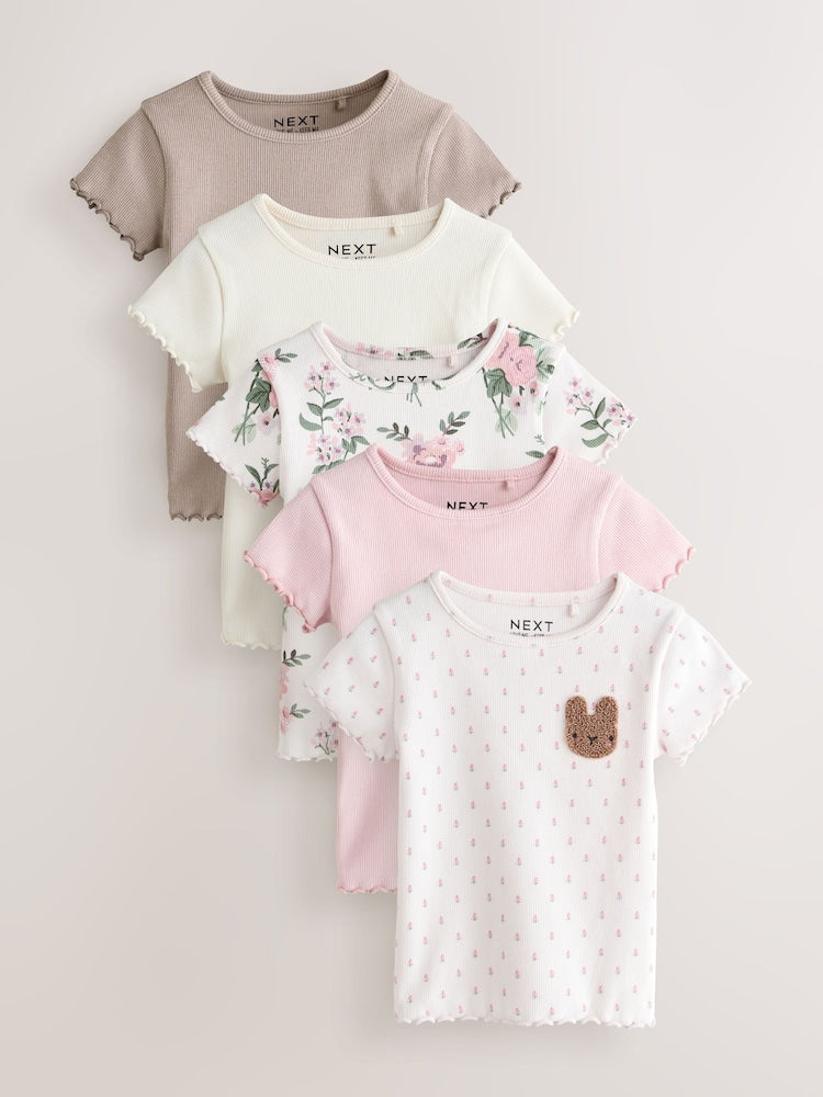 Pink Short Sleeve T-Shirts 5 Pack (3mths-7yrs)