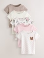 Pink Ribbed Short Sleeve Tops 5 Pack (3mths-7yrs) - Size 3-6 Months (62-68cm)