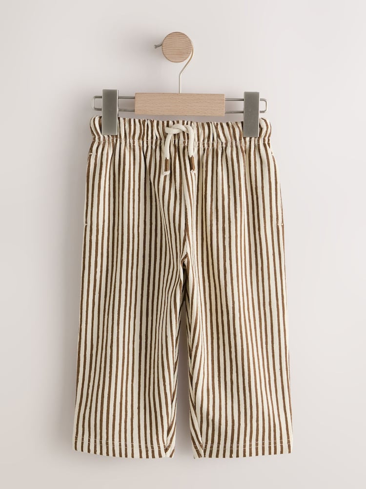 Brown & Ecru Crepe Stripe Joggers (3mths-7yrs)