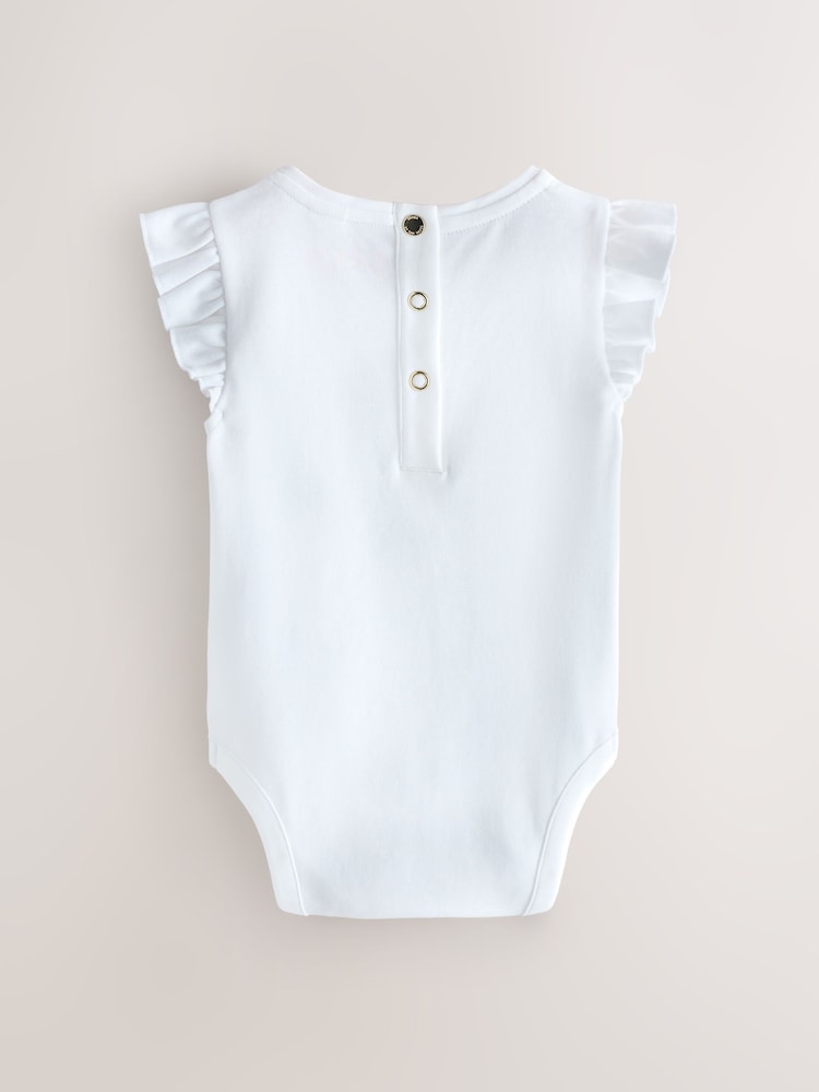 Baker by Ted Baker 2 Pack White/Pink Frill Bodysuits