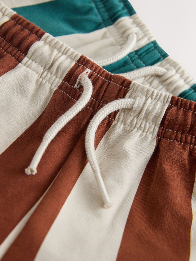 Rust Brown and Teal Crew Neck Sweatshirt and Shorts 2 Pack Set (3mths-7yrs)