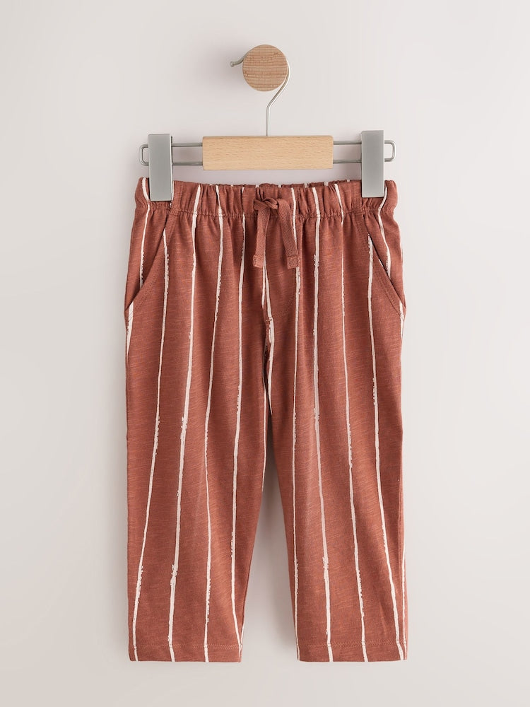 Rust Stripe Tan Brown And Grey Stripe Joggers 3 Pack (3mths-7yrs)