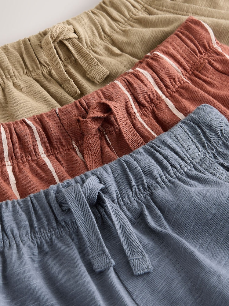 Rust Stripe Tan Brown And Grey Stripe Joggers 3 Pack (3mths-7yrs)