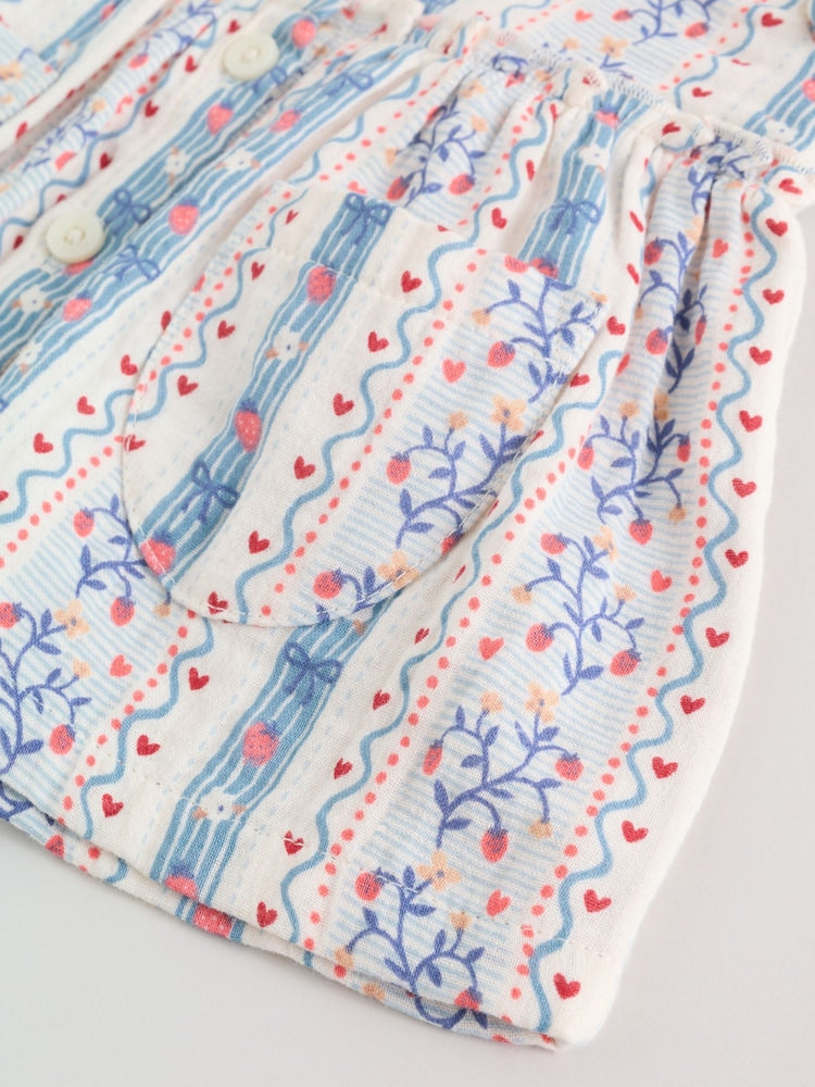 White Strawberry Baby Woven Top and Trousers Set 2 Piece (0mths-2yrs)
