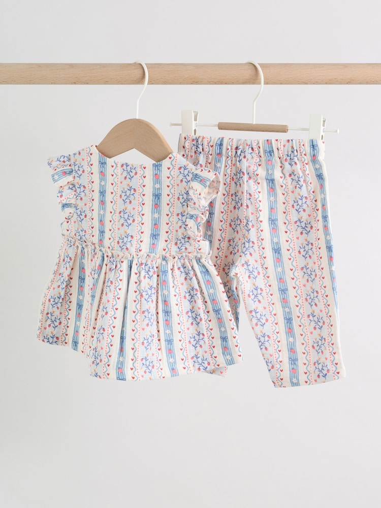 White Strawberry Baby Woven Top and Trousers Set 2 Piece (0mths-2yrs)
