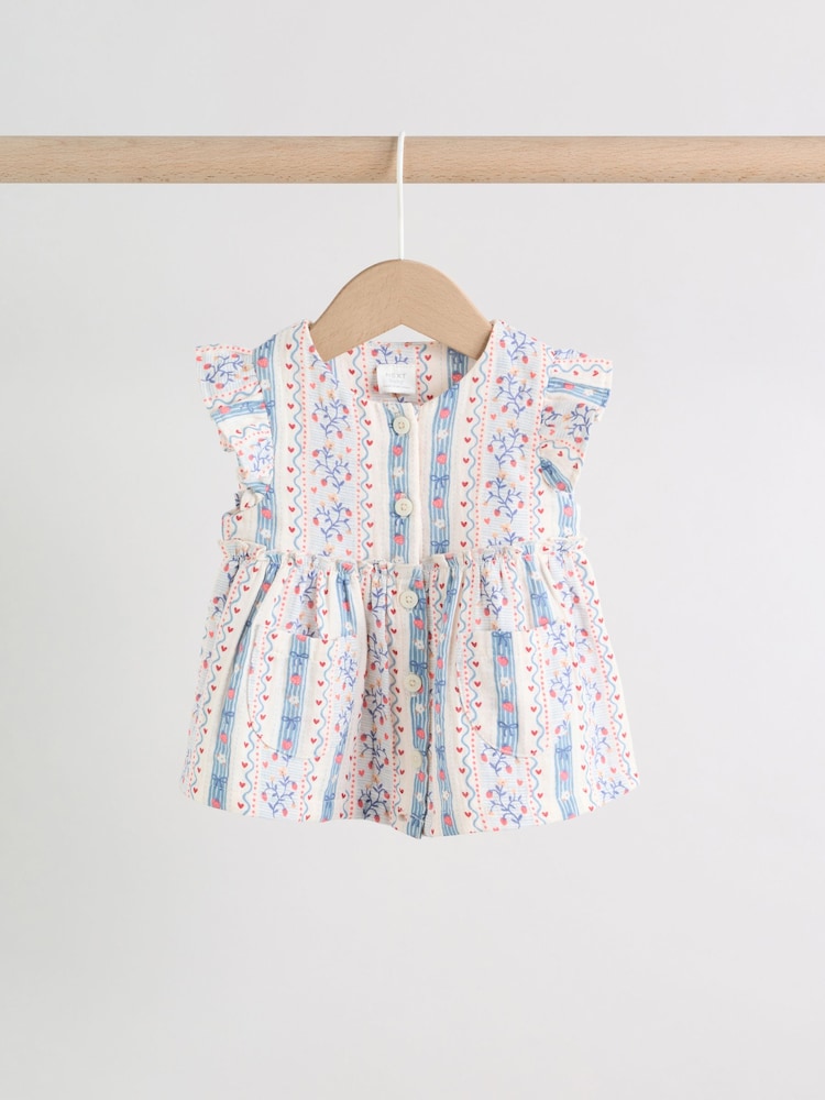 White Strawberry Baby Woven Top and Trousers Set 2 Piece (0mths-2yrs)