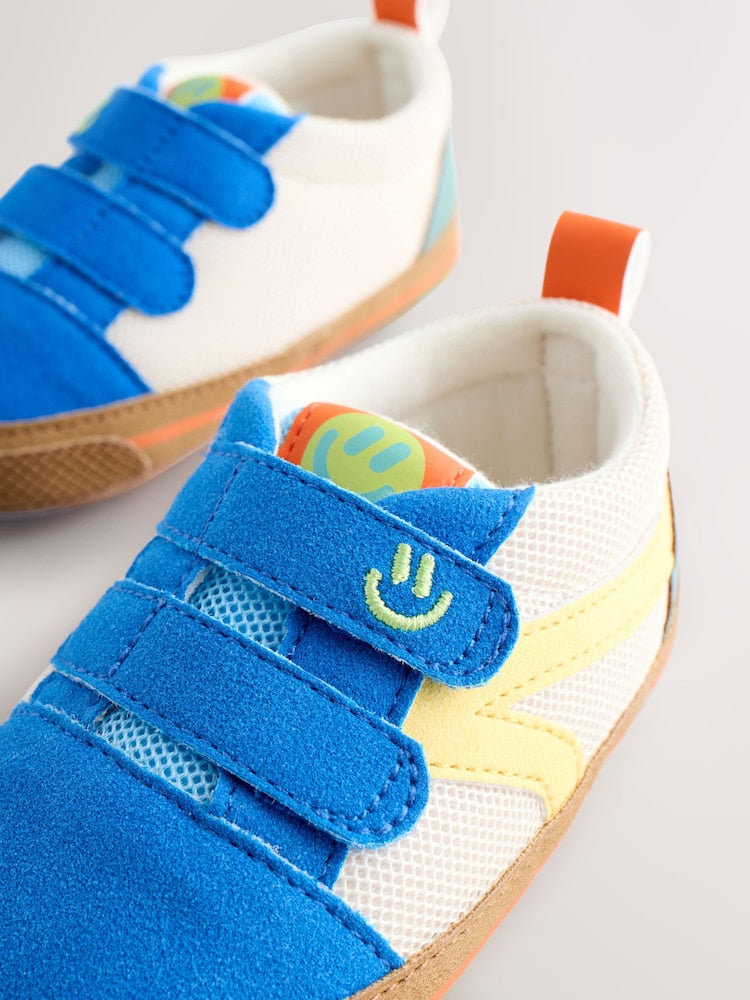 Blue Colourblock Touch Fastening Baby Trainers (0-2mths)
