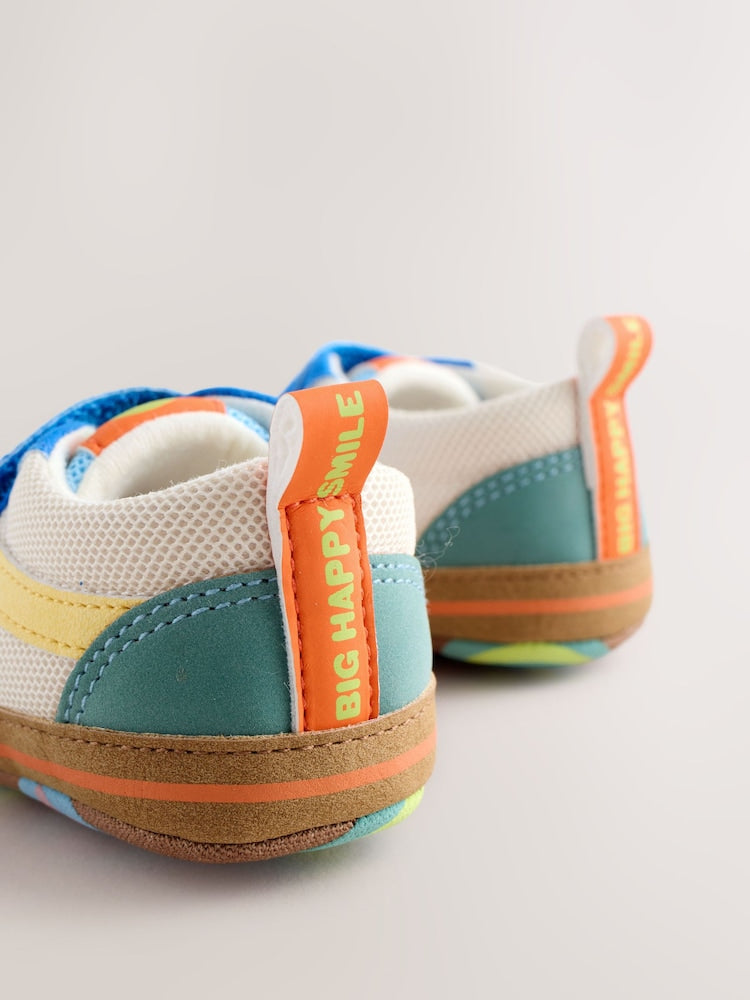Blue Colourblock Touch Fastening Baby Trainers (0-2mths)