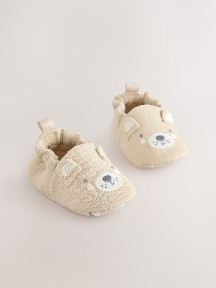 Neutral Bear Slip-On Baby Shoes (0-18mths) - Size Up To 3 Months (50 - 62cm) - Neutral Bear