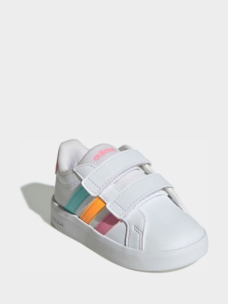 adidas White/Multi Grand Court 3.0 Infant Trainers