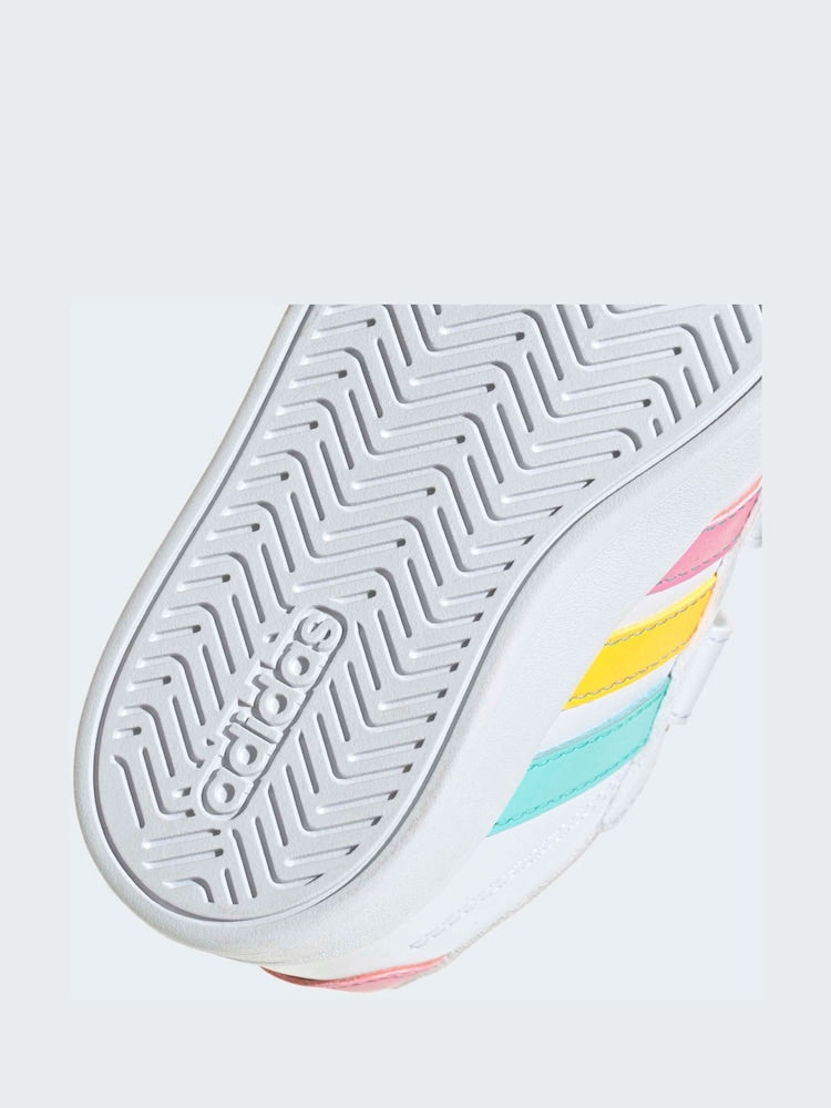 adidas White/Multi Grand Court 3.0 Infant Trainers