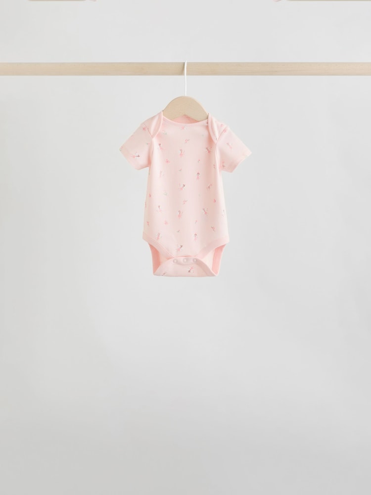 Pink 7 Pack Short Sleeve Baby Bodysuit