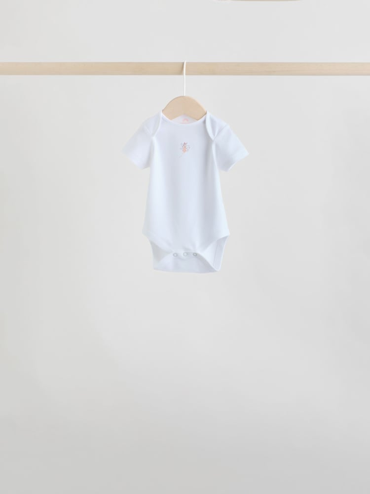 Pink 7 Pack Short Sleeve Baby Bodysuit