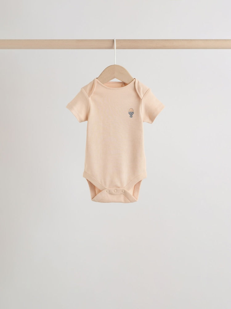 Blue 5 Pack Short Sleeve Baby Bodysuits