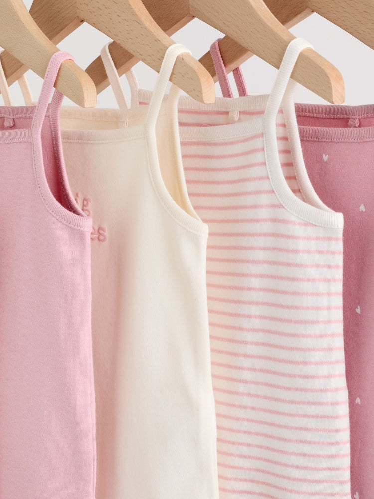 Pink Vest Baby Bodysuits 5 Pack