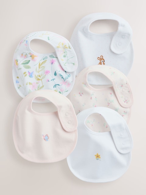 Pink/White Baby Bibs 5 Pack - Size One